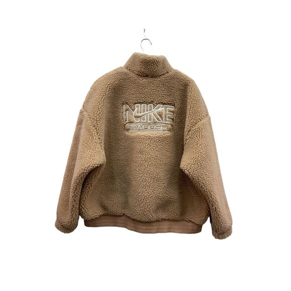 NWT Nike Swoosh Tan Sherpa Bomber Jacket XL - Picture 5 of 16